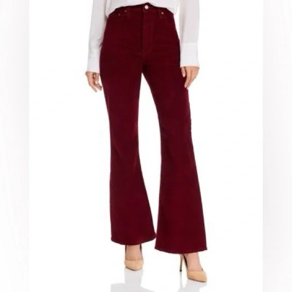 Levi's Ribcage Flare Wide Leg Cordoroy Pants High Rise Cowgirl Shiraz maroon 28 - Picture 4 of 16